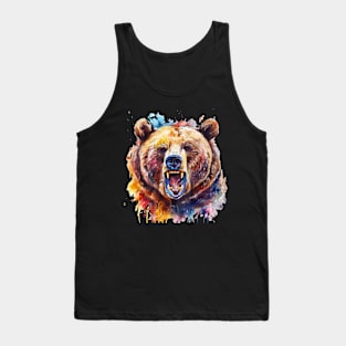 Grizzly Bear With Watercolors - Grizzly Bear Tank Top